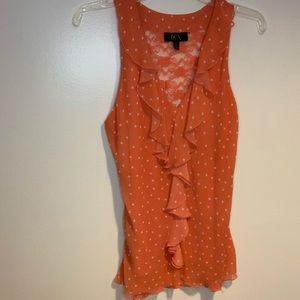 Sleeveless pokadot coral blouse